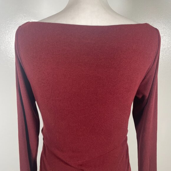 OGLmove Top Womens Large Red Built in-Bra Stretch Knit Boat Neck Long Sleeve - Picture 10 of 16